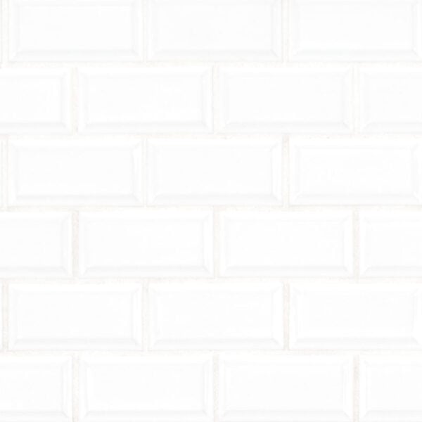 WHITE 2X4 BEVELED GLOSSY MOSAIC