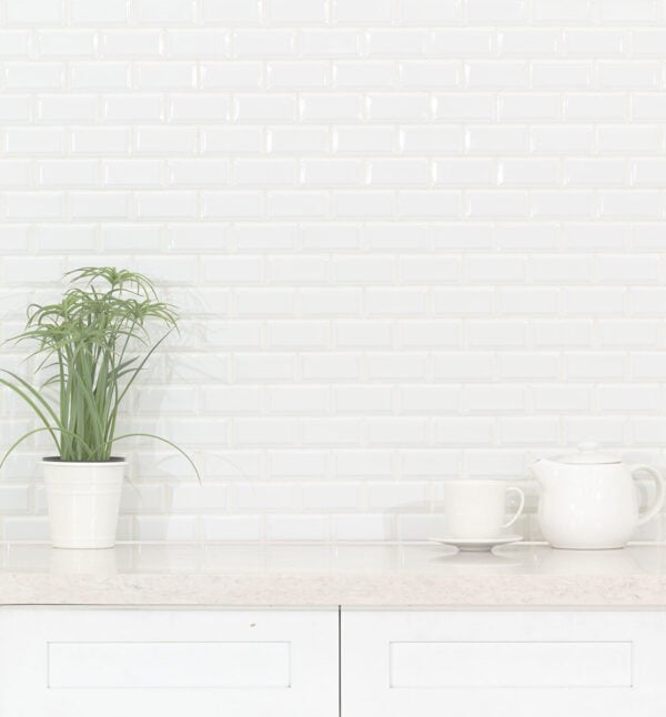 WHITE 2X4 BEVELED GLOSSY MOSAIC