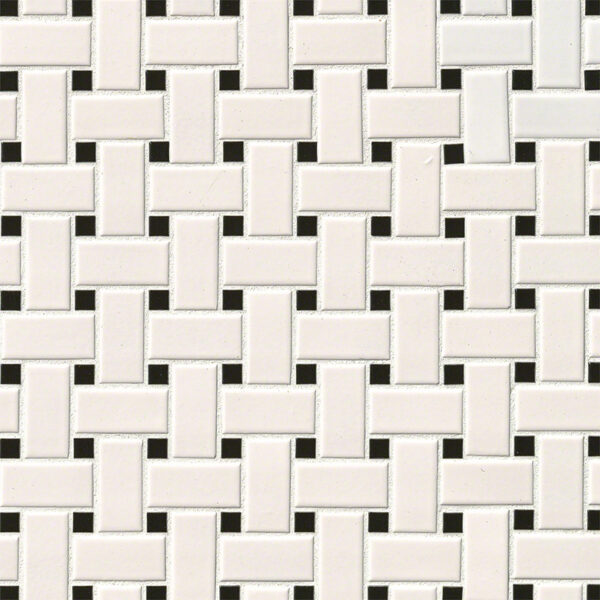WHITE & BLACK BASKETWEAVE MOSAIC