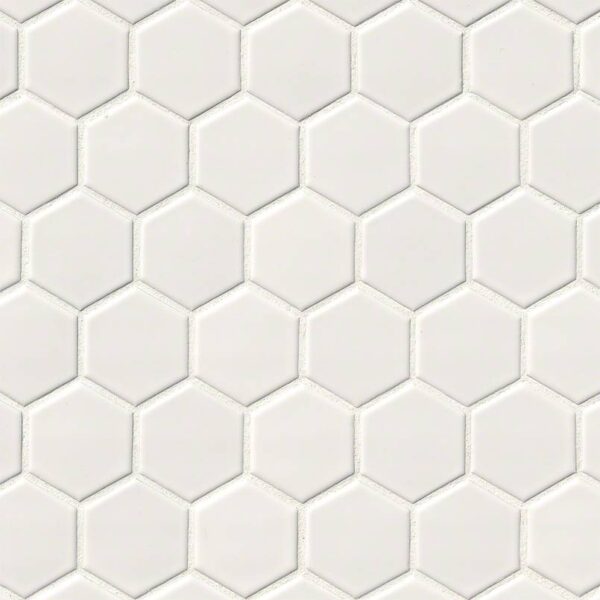WHITE GLOSSY 2” HEXAGON MOSAIC